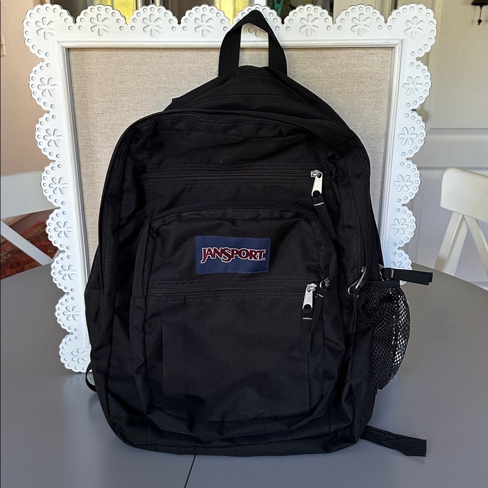 Jansport Black Backpack with Navy Logo Patch - Picture 6 of 15